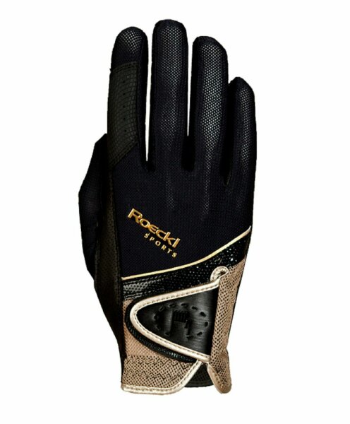 Roeckl Madrid Reithandschuhe Handschuhe Farbe schwarz gold