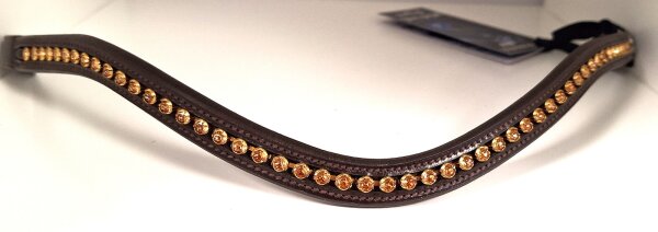 Passier Geschwungener Stirnriemen Premium Crystals Stirnband havanna Vollblut