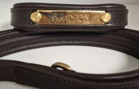 Eskadron Hundeset LEATHER Halsband + Leine brown mit goldenen Metalldetails