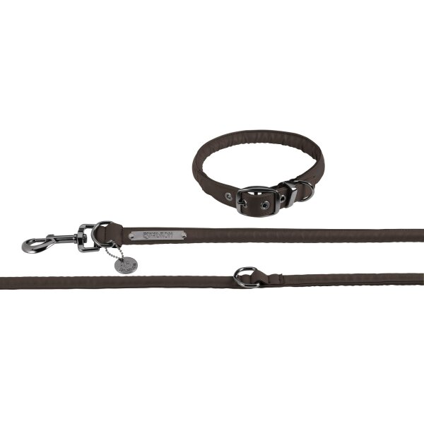 Eskadron Hundeset Faux Leather teak brown Halsband + Leine Platinum 2024