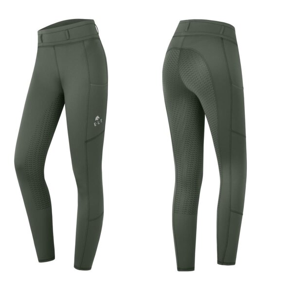 Waldhausen Elt Damen Thermo Reitleggings Ella Silikon-Vollbesatz  dunkeloliv