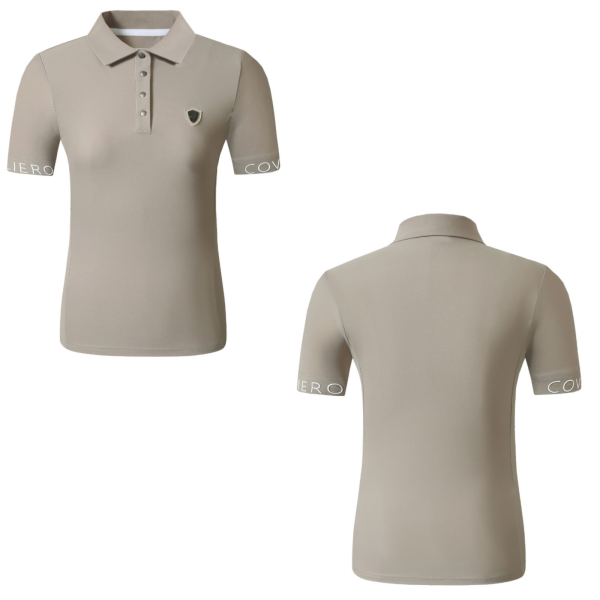 Covalliero Damen Poloshirt beige atmungsaktiver Piquéstoff Shirt FS 2025