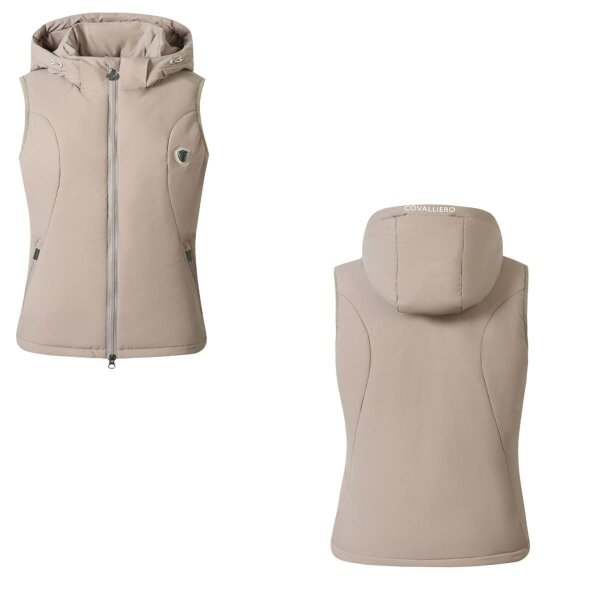 Covalliero Damen Weste beige abnehmbaren Kapuze FS 2025