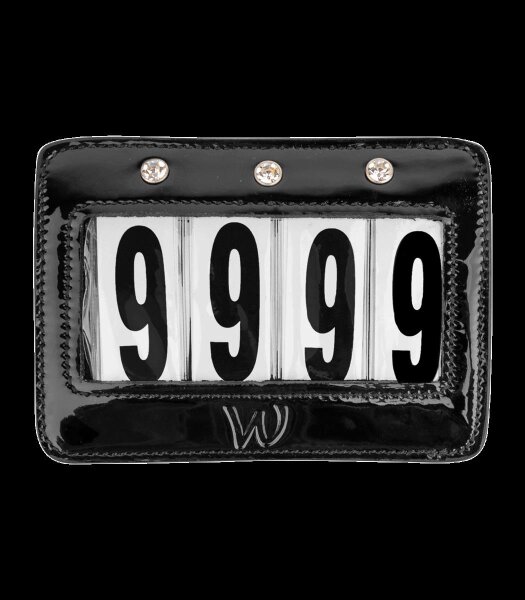 Waldhausen Startnummern Lackleder, rechteckig schwarz mit Strass Kopfnummern