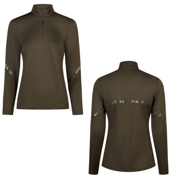 Pikeur Sports Damen Zip Shirt deep Khaki Funktionsshirt Langarmshirt HW 2025