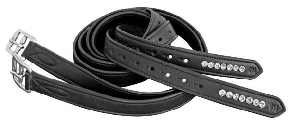 Euroriding Steigbügelriemen mit Nyloneinlage und Glitzersteinen schwarz