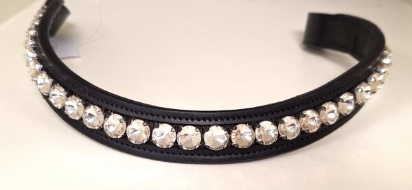 Euroriding Stirnband geschwungen mit großen Crystal Strasssteinen schwarz