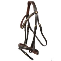 Hans Melzer Horse Equipment Trense Bredeneek braun/messing englisch kombiniert
